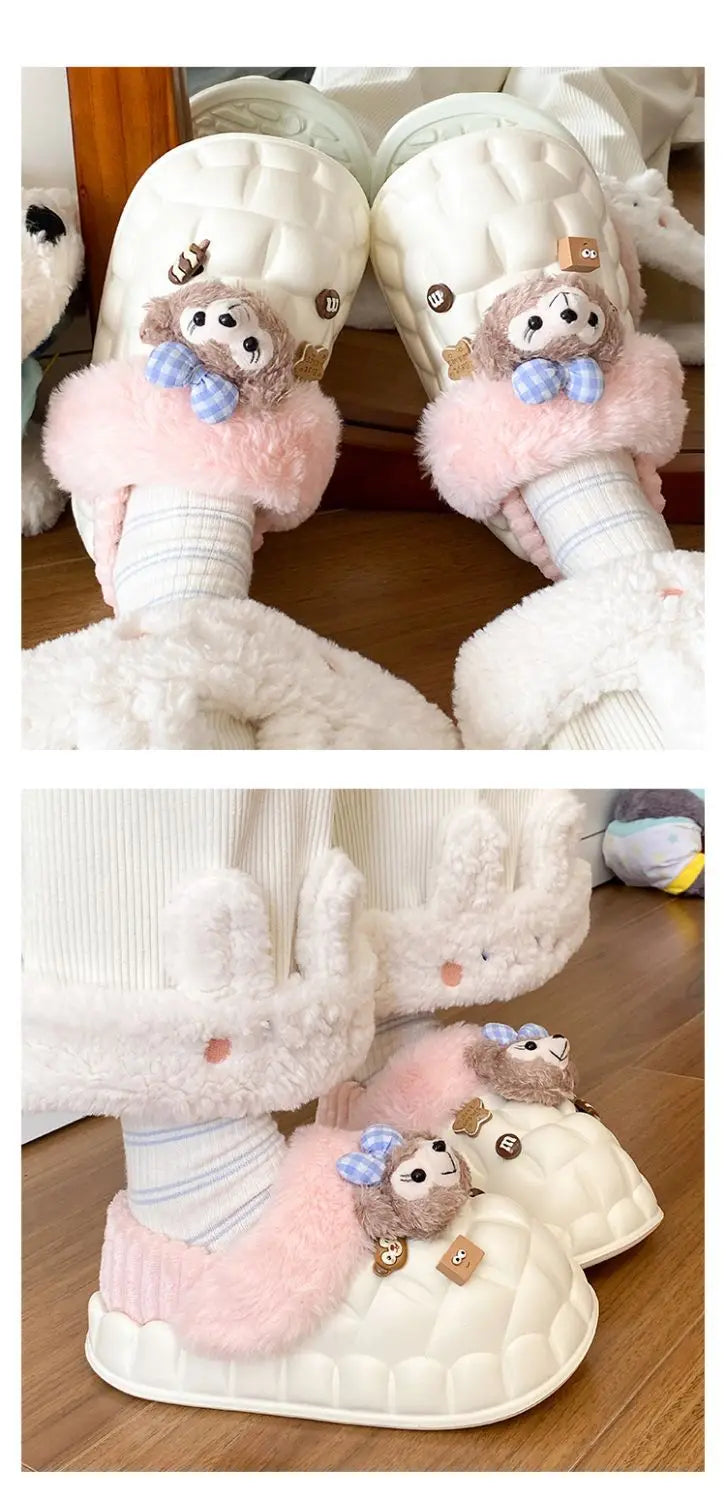 Disney Shelliemay Detachable Cotton Shoes Eva Thick Bottom With Velvet For Outer Wear, Warm And Waterproof Adult Cotton Dragging