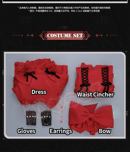 Scarlet El Vandimion Cosplay Costume Wig Red Dress Anime May I Ask for One Final Thing Ice Rose Earrings Women Girls Role Play