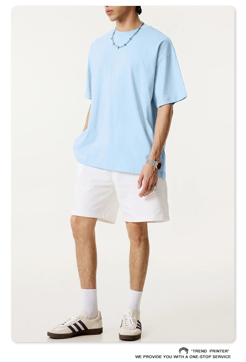 ZODF 2025 Summer Men 180gsm Solid T-Shirts Women Unisex Loose Basic Breathable Cotton T Shirt Brand Tees HY0971