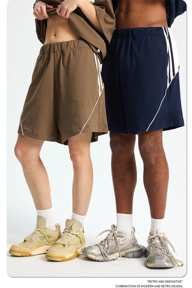 ZODF Fashion Men Summer 250gsm Patchwork Shorts Unisex High Street Loose Fit Quick Dry Sport Shorts Brand Streetwears HY1049