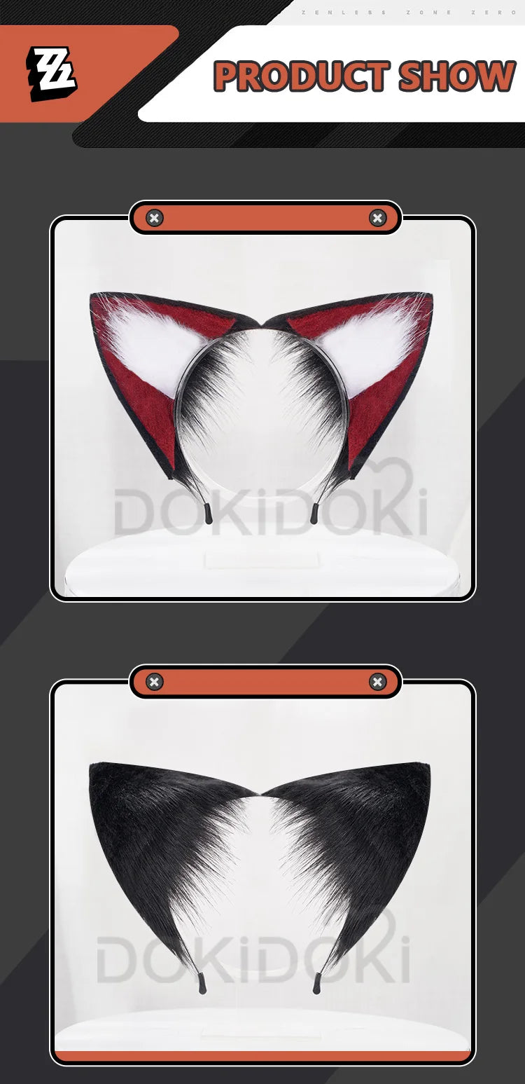 Seth Ellen Joe Hoshimi MiyabI Ju Fufu Von Lycaon Tail Ears Cosplay Props Game Zenless Zone Zero DokiDoki 125cm Tail Halloween