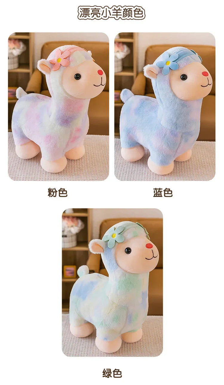 35-45cm Kawaii Fantastic Rainbow Colorful Plush Alpaca Stuffed Animals Doll Decoration Birthday Gifts Soft Pillow Children Gift