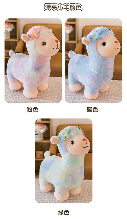 35-45cm Kawaii Fantastic Rainbow Colorful Plush Alpaca Stuffed Animals Doll Decoration Birthday Gifts Soft Pillow Children Gift