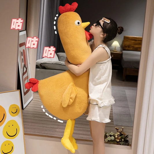 60-140cm Large Stuffed Animal Plush Pillow Yellow Chicken Plushies Huge Soft Plush Toy Huggable Chicken Sleep Pillow Cushions