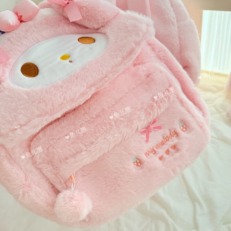Sanrio My Melody Backpack Coin Purse My Sweet Piano Casual Schoolbag Large Capacity Girly Plush Bag Traveling Bag Girl Student