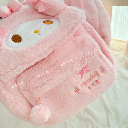 Sanrio My Melody Backpack Coin Purse My Sweet Piano Casual Schoolbag Large Capacity Girly Plush Bag Traveling Bag Girl Student