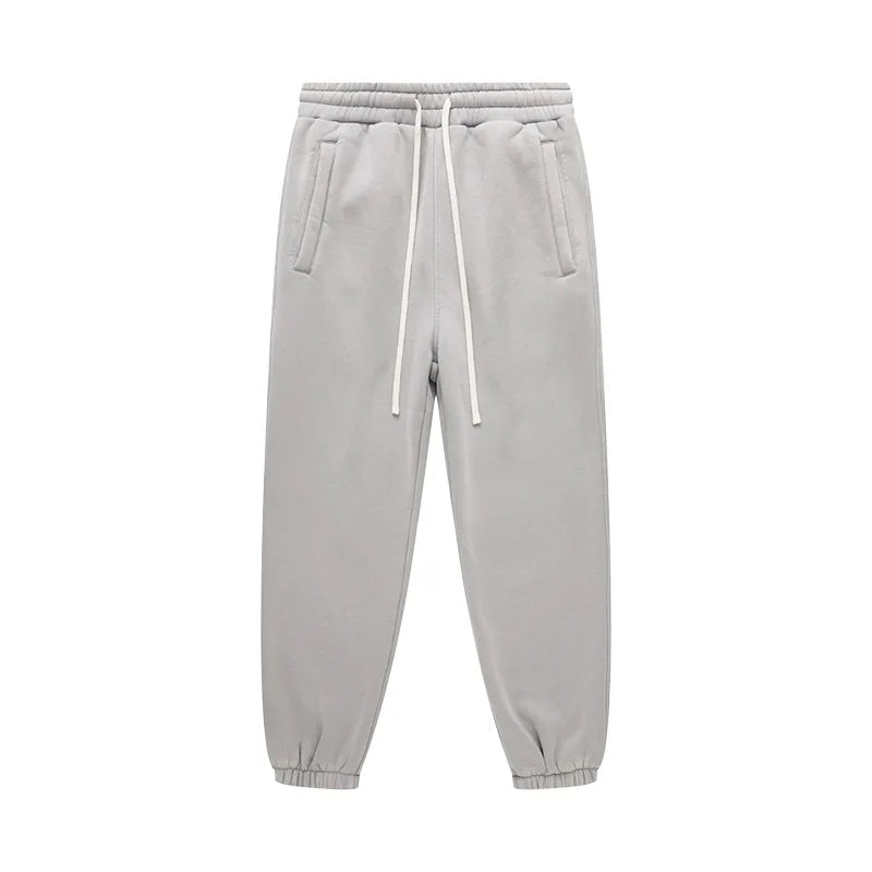 ZODF Vintage Men 360gsm Thick Fleece Sweatpants Women Unisex Loose Washed Distressed Warm Joggers Pants For Winter HY0749