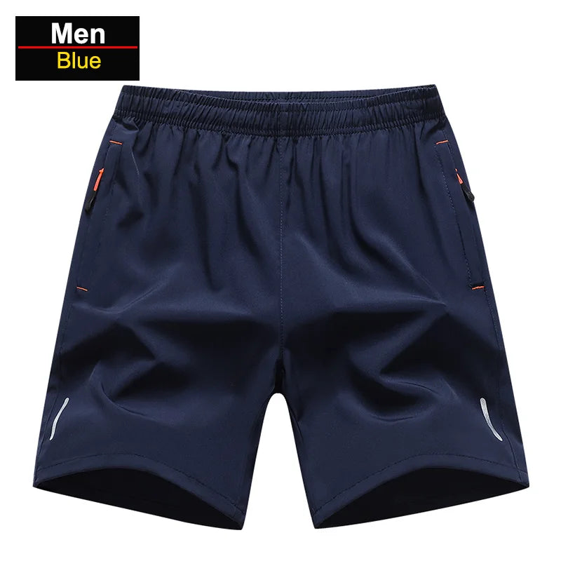 Chrlck Men’s Reflective Quick-Dry Running Shorts Breathable Ice Silk Fishing Pants Large Size M-8XL - Black
