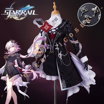 Honkai Star Rail Evernight March 7th Cosplay Costume Wig Dress Headwear Mysterious Foreign Guest Halloween Party for Women Girls