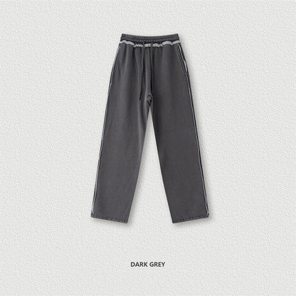 ZODF 2025 Winter Unisex Washed Fleece Straight Pants 400gsm Knitted Warm Loose Trousers HY1093 - Dark Grey / XXL