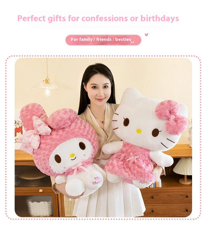 30cm/60cm Aoger Hello Kitty Kawaii Rose My Melody Cartoon Stuffed Animals Soft Plush Doll Companion Toy Children Birthday Gift
