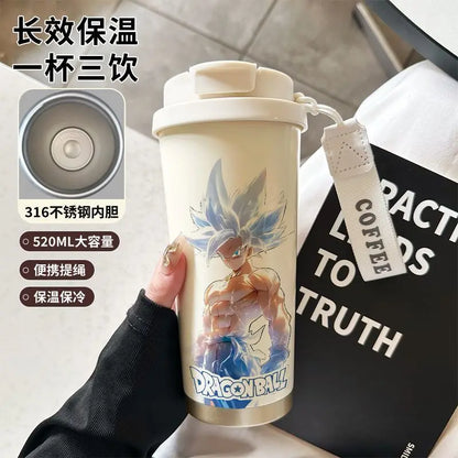 520ml Dragon Ball Thermos Cup Vegeta Water Bottle Son Goku Coffee Mug Large Capacity Drinking Bottle Kids Student Water Cup Gift