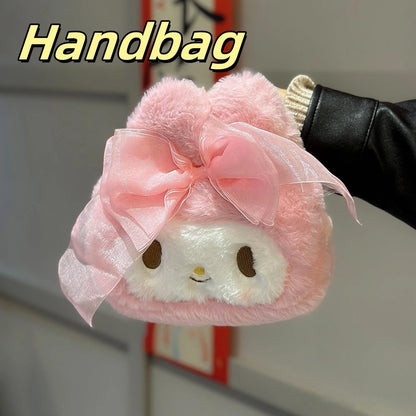 Sanrio My Melody Cosmetic Bag Lovely Plush Bag Handbag Large Capacity Coin Purse Cosmetic Storage Bag Messenger Bag Gifts Girl