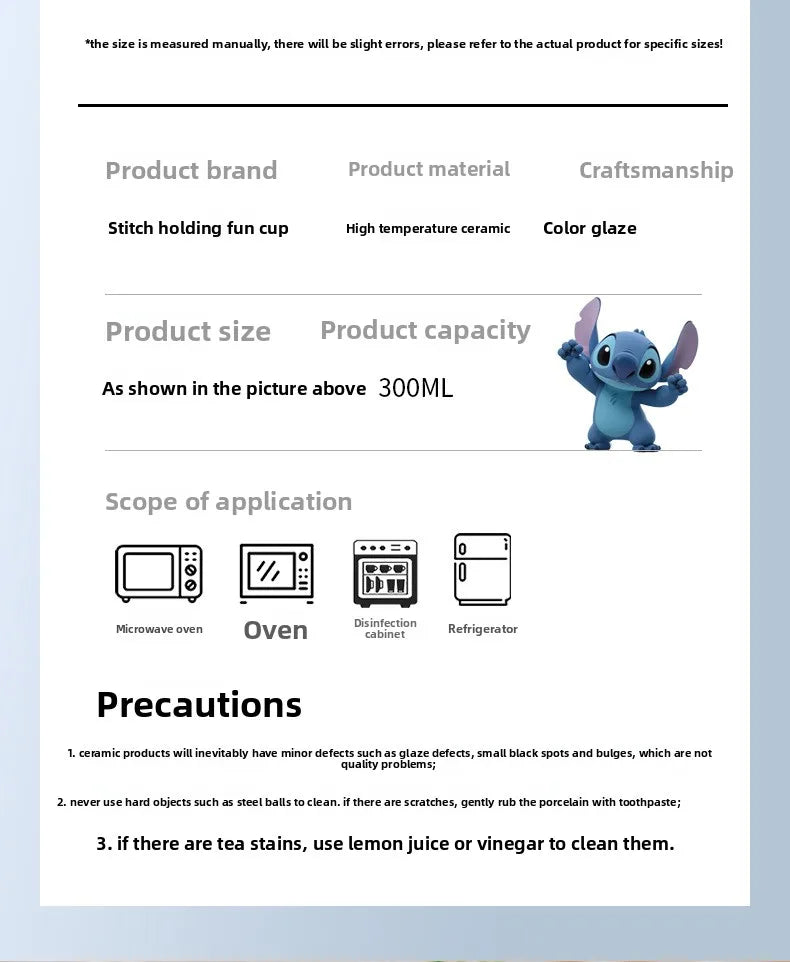 Disney Stitch Mug Office Coffee Cup Stackable Ceramics Mugs High Value Couple Water Cups Student Hot Water Cup Festival Gift