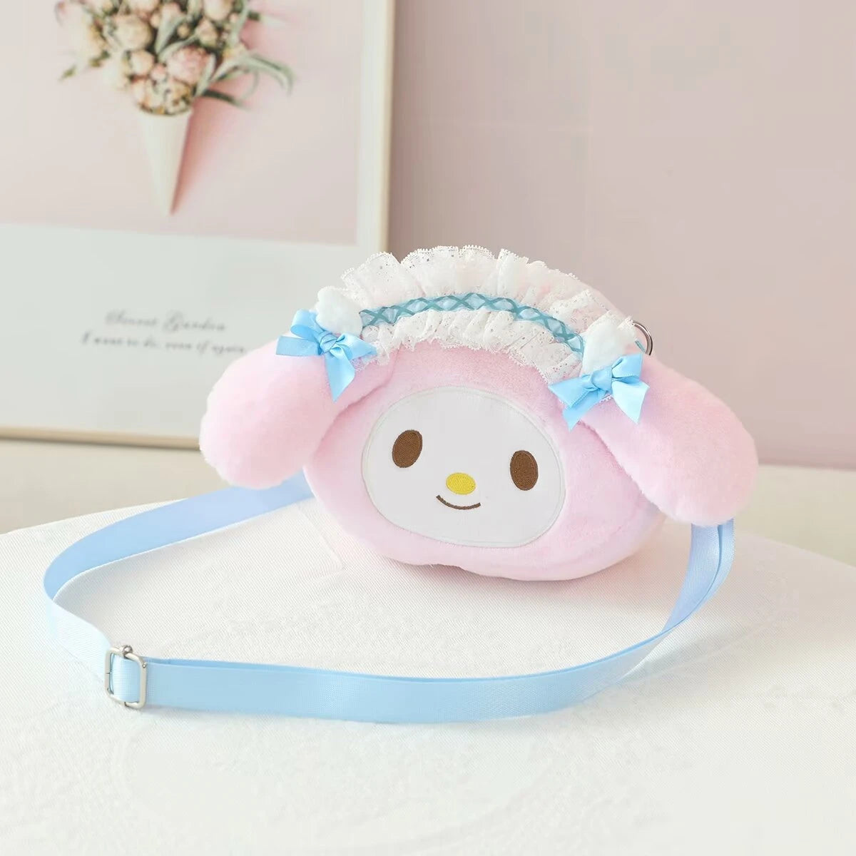 Sanrio Cartoon Anime Hello Kitty My Melody Cosmetic Bag Coin Purse Cute Kuromi Cinnamoroll Plush Bag Gifts For Girl