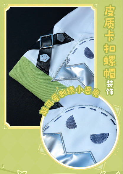 Genshin Impact Aino Cosplay Costume Wig Uniform Headwear Frog Backpack Clink-Clank Krumkake Craftshop Halloween for Women Girls