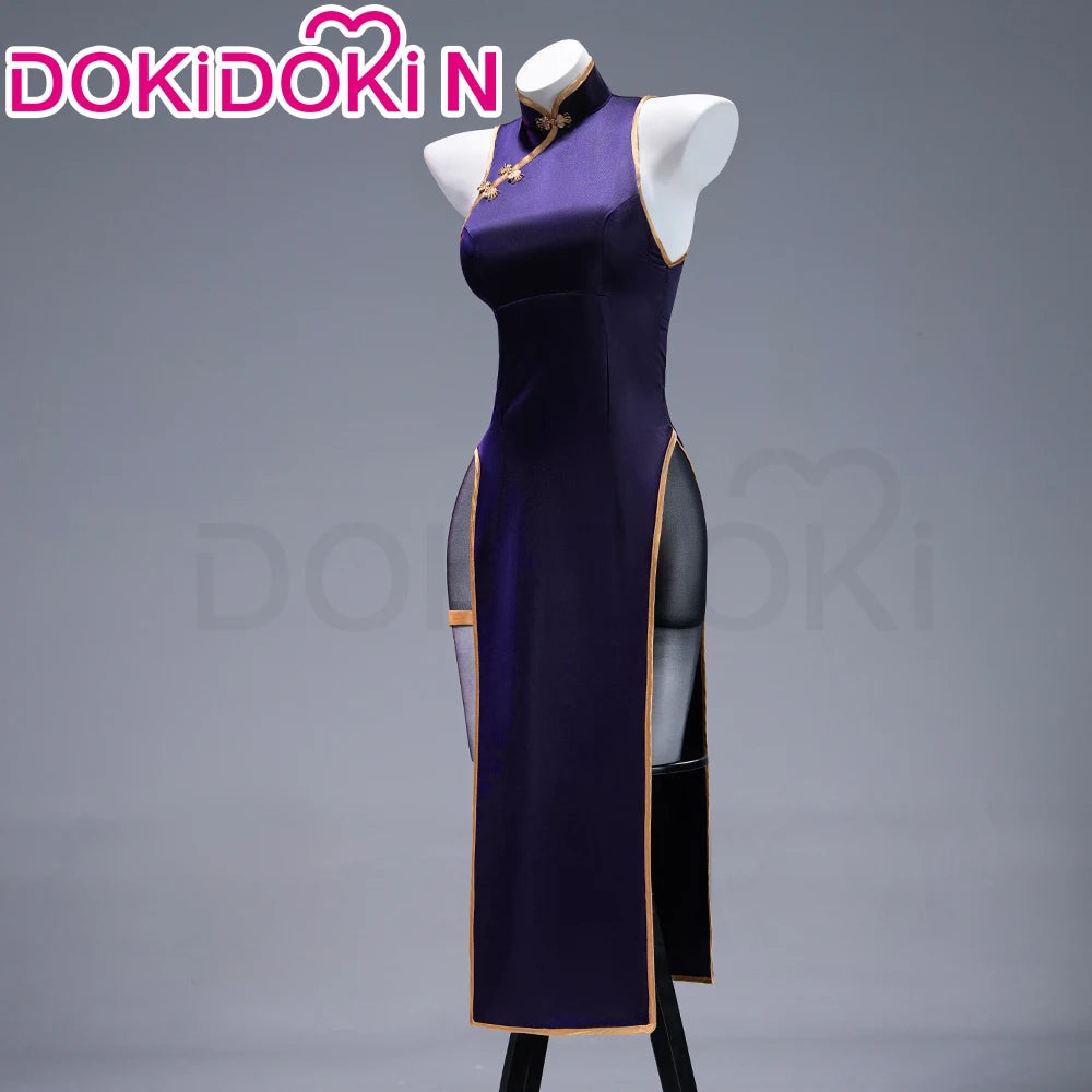 Mikuu Cosplay Costume【S-2XL】DokiDoki-N Mikku Cosplay Cheongsam Women Sexy Purple Dress Halloween Little Zombie Plus Size