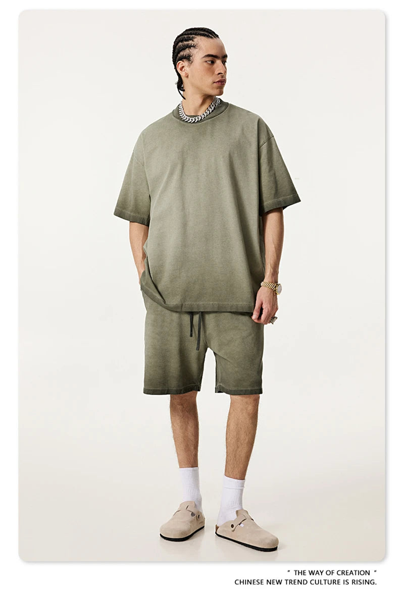 ZODF 2025 Summer Washed 275gsm Solid Cotton T-shirt For Men Unisex Oversized Short Sleeve T Shits Brand Tops HY0981