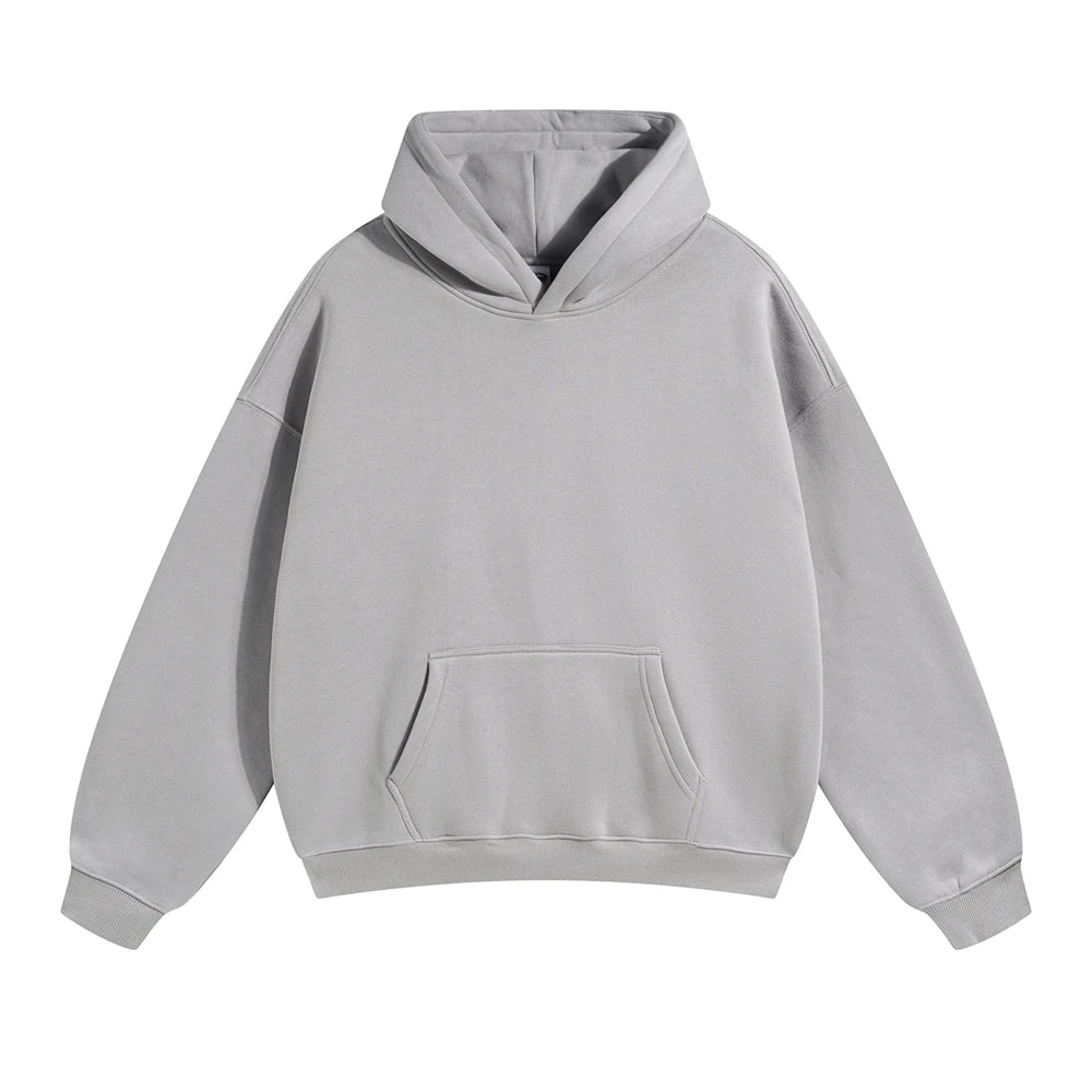ZODF New Thick 350gsm Fleece Hooded Hoodies For Men Unisex Winter Oversized Loose Basic Solid Sweatshirts Pullovers Coats HY0631