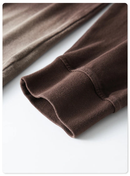 ZODF Retro Monkey Washed 260gsm Cotton T-Shirt For Men Unisex High Street Loose Full Sleeve T Shirt Brand Streetwear HY0406