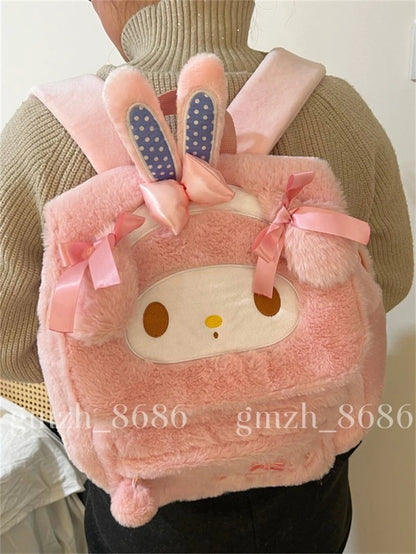 Sanrio Cartoon Backpack For Girl Women My Melody Sweet Piano Lovely Schoolbag Japanese Style Casual Large Capacity Plush Bag