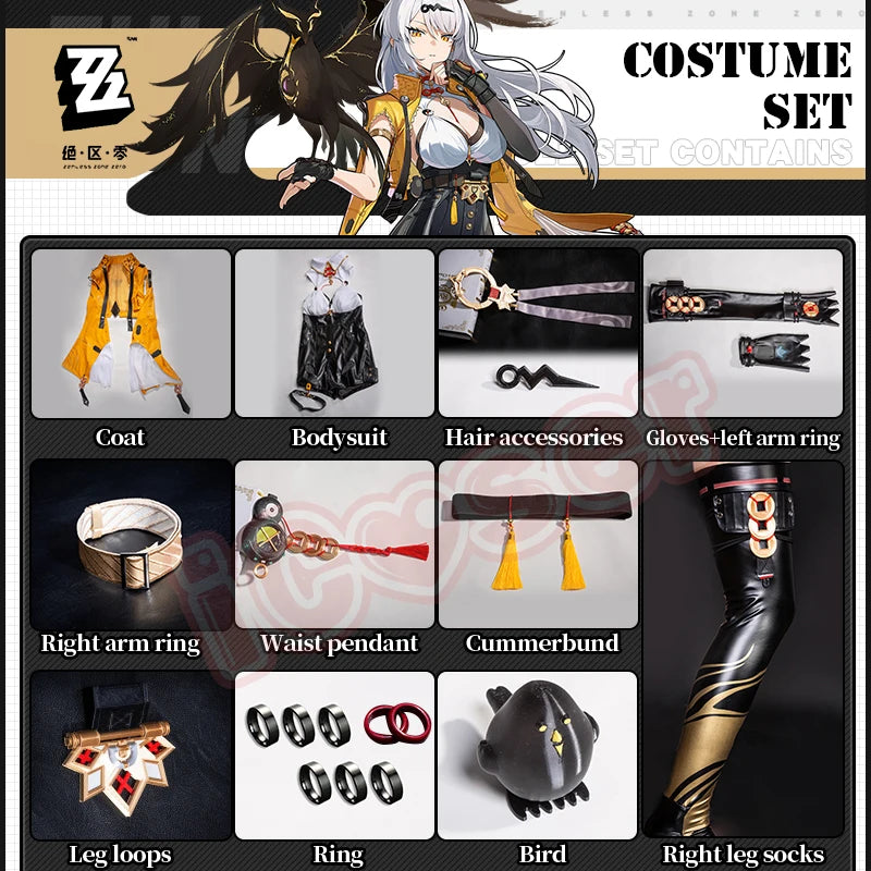 iCoser Zenless Zone Zero Yixuan Cosplay Costume Wig Uniform Headwear Bird Props Yunkui Summit Carnival Halloween Party for Women