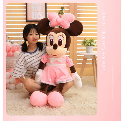 Disney 110cm Kawaii Mickey & Minnie Plush Pillow Set - Wedding Dress Stuffed Animals Soft Hugging Toy for Girls Gift Room Decor