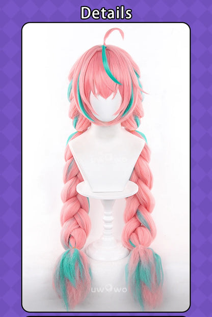 UWOWO Varesa Wig Game Genshin Impact Varesa Cosplay Wig With Ponytail Long Pink and Green Hair