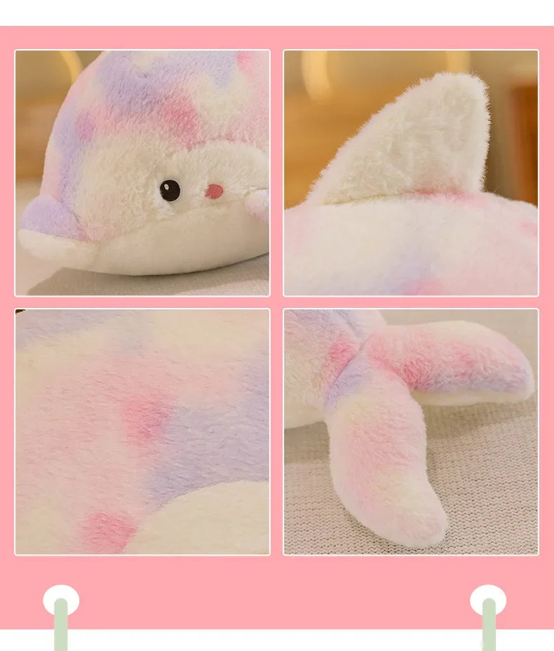 50-80cm Kawaii Fantastic Rainbow Colorful Plush Dolphin Stuffed Animals Doll Decoration Birthday Gifts Soft Pillow Children Gift