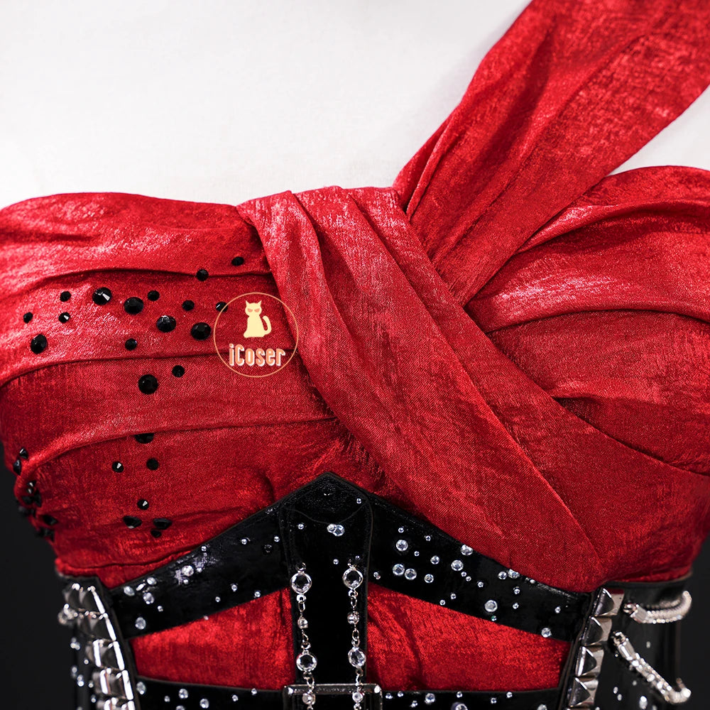 Love and Deepspace MC Cosplay Costume Midnight Waltz Red Dress Heroines New Skin Outfit Sylus Halloween Party for Women Girls