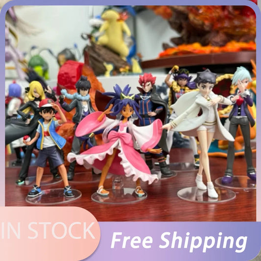 8pcs Anime PokéMon Figure Ash Ketchum Action Figures Iris Figurine Pvc Doll Desk Decora Statue Collection Model Christmas Gifts