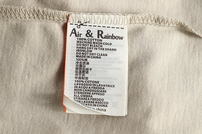 Summer American Retro Short-sleeved O-neck Locomotive Printed T-shirt Men's Fashion Simple 100% Cotton Washed Casual Sport Tops