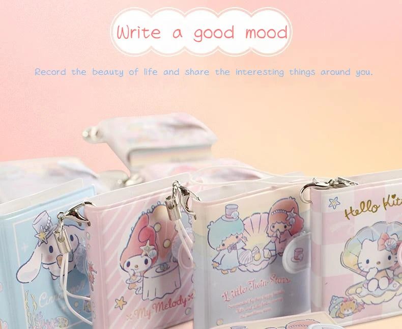 Sanrio Cartoon Mini Notepad Kawaii My Melody Kuromi Cinnamoroll Notebook Portable Pocket Hand Book Stationery Students Supplies