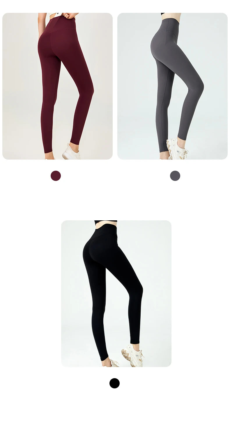 Naked Feel Yoga Leggings with Buttock Lifting and Hidden Waist Pockets – Women’s Gym Fitness Sportswear Tight
