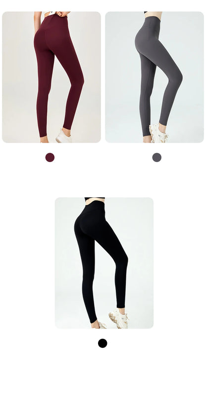 Naked Feel Yoga Leggings with Buttock Lifting and Hidden Waist Pockets – Women’s Gym Fitness Sportswear Tight