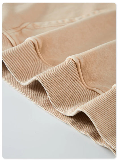 ZODF Retro Men Heavyweight Washed Cotton Hoodies Unisex Loose Thick 420gsm Hooded Sweatshirts Pullovers Coats HY0466