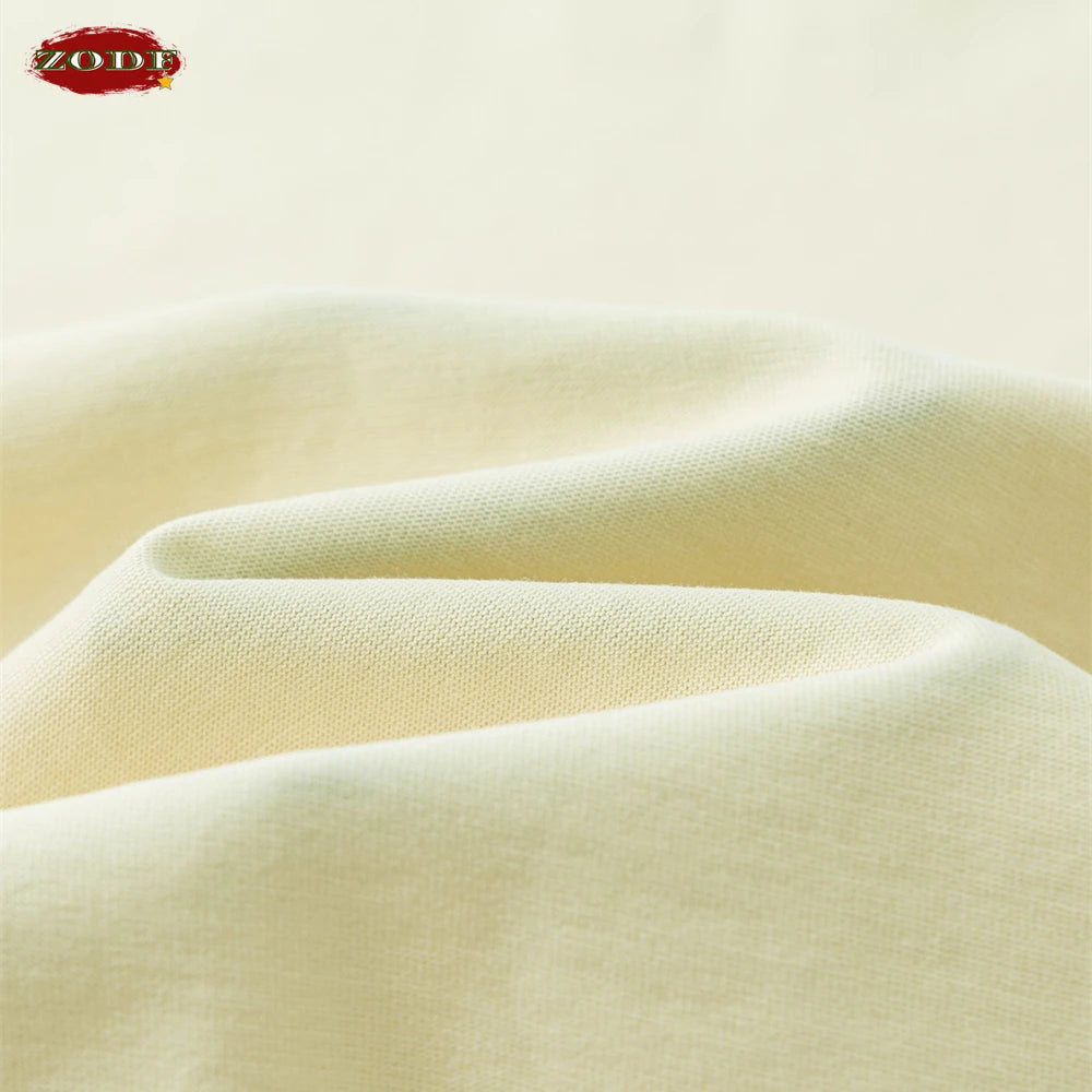 ZODF New 2025 Spring Summer 235gsm Solid Cotton T-Shirts For Men Women Unisex Loose Basic T Shirt Tees Brand Tops HY0970