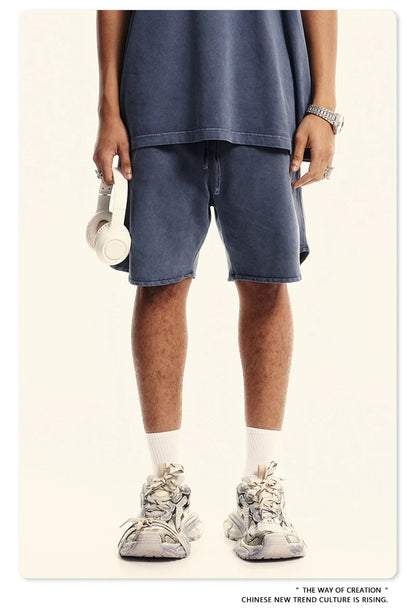 ZODF New 2024 Men Washed Plush Cotton Shorts Unisex Couple Loose 358gsm Distressed Comfortable Short Pants Streetwears HY0807