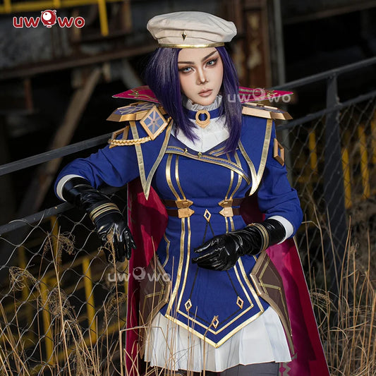 LAST BATCH UWOWO Caitlyn Cosplay Game LOL Caitlyn Arcane Commander Cosplay Costume With Cloak Hat Prop Halloween Costume