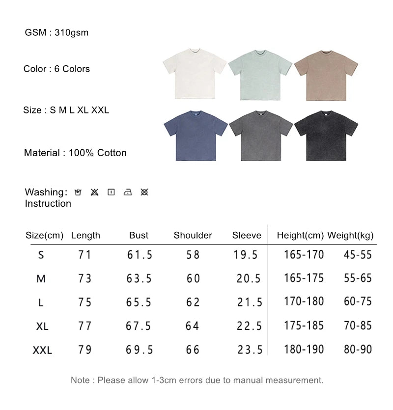 ZODF Retro 2024 Summer Men Washed Cotton T-Shirts  Unisex Women 310gsm Distressed Hem Loose Edge T Shirt Brand Tees HY0808