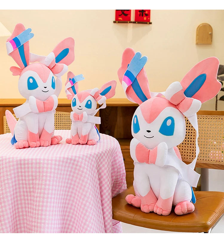 25/75cm Sylveon Pokemon Plush Toys Large Anime Doll Pillow Cartoon Eevee Pokémon Plushie Kawaii Stuffed Gift for Kids Birthday