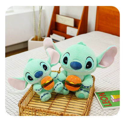 New 30/50cm Disney Kawaii Burger Stitch Plush Toy Cartoon Anime Needle Cute Sleeping Pillow Plush Doll Girl Holiday Gift