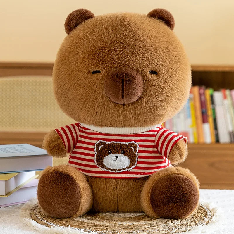 New black striped hoodie dolphin plush toy dress up Capibala sofa decoration room children's birthday Christmas surprise gift