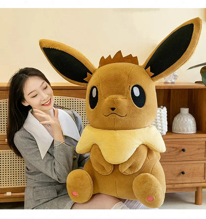 50/60/75CM Pokemon Eevee Plushies Cartoon Anime Kawaii Big Size Ornament Peluche Children Toy Stuffed Comfortable Soft Doll Gift