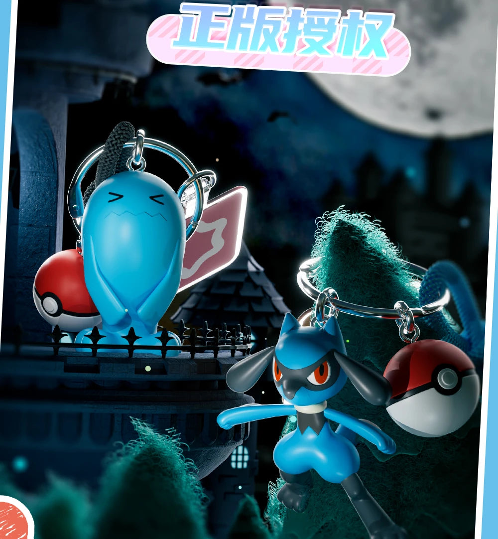Genuine Pokemon Scorbunny Keychain Grookey Riolu Sobble Wobbuffet Cubone Anime Action Figure Toy Keyring Fragrance Pendant Gift