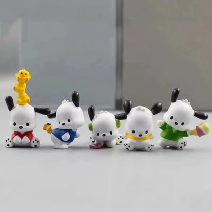 Hot 5Pcs Sanrio Anime Figure3-4cm Kawaii Pochacco Melody Model Accessories Children's Toys Gift Action Figures Pvc Gift Doll