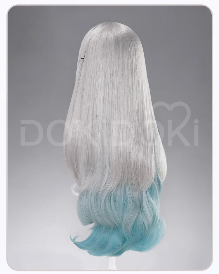 Firefly Wig Cosplay Game Honkai: Star Rail DokiDoki Women Silvery Blue Long Hair Firefly Cosplay Headdress Free Cap