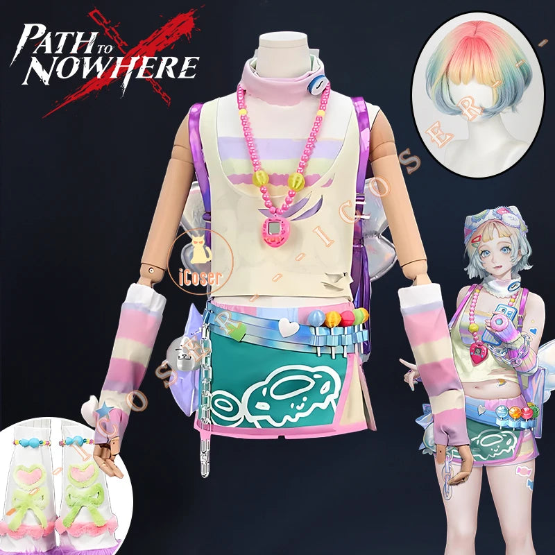 iCoser Path To Nowhere Poffy Cosplay Costume Wig Uniform Outfit Headwear Backpack Hat Halloween Party for Women Role Play Props