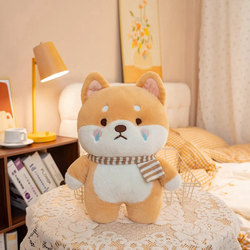 Kawaii Shiba Inu Plush Pillow Toy Soft Stuffed Dog Animal Cuddly Baby Doll for Girls Lovely Cartoon Gift Decor