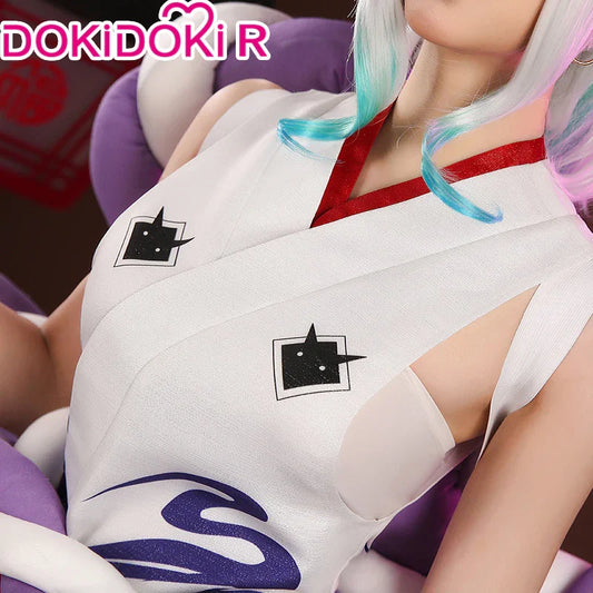 IN STOCK Yamatoo Cosplay Costume Anime DokiDoki-R Yamatoo Kimono Big Bow Halloween Yamatoo Kimono Wig Horns Shoes Cosplay Kimono